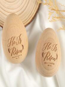 Easter Egg Decor, Wooden Decorations For Home, Tier Tray, Centerpiece Table Top, Easter Gifts Religious For Adult, Church, Christian Basket Stuffers, Egg Fillers (He Is Risen)
