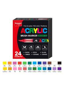 Bộ 24-240 bút màu nước đầu mềm nhiều màu, bút vẽ và graffiti, bút mực lỏng acrylic, 72 màu đầu cọ có thể nạp lại, thích hợp để vẽ trên đá, thủy tinh, gốm sứ, trứng Phục Sinh, kim loại, gỗ. Tuyệt vời làm quà tặng tốt nghiệp, quà tặng tiệc độc thân, quà tặng phù dâu, quà tặng Ngày của Cha, trang trí Halloween. - Nhiều màu - Xem 13