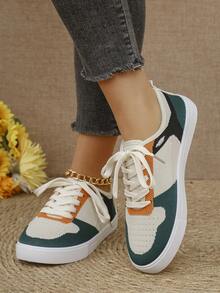 Zapatillas de plataforma blancas para mujer, zapatos deportivos casuales con suela gruesa, tela de malla transpirable antideslizante para estudiantes, estilo - Multicolor - Ver 6