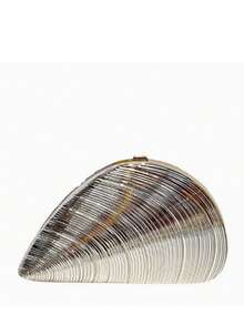 Fashionable & Unique 3D Shell Acrylic Handbag, Niche Design With High-End Feel, Clutch/Shoulder Bag For Formal Events - Silver - View 2