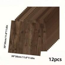 12/24pcs Self-Adhesive Wood Grain Floor/Wall Stickers, Easy To Install, Suitable For Indoor Wall & Floor Decoration, Waterproof, Anti-Mold, Anti-Oil, Anti-Slip - 彩色 - 查看 11