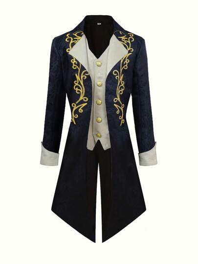 Herren Steampunk Retro Frack Jacke, Viktorianisch-Gothic-Stil Uniform