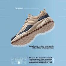 CAMEL CROWN Men's Outdoor Hiking Shoes, New Professional Outdoor Sports Shoes, Hiking Shoes, Non-Slip Wear-Resistant Casual Hiking Shoes - Khaki/Blue - View 2