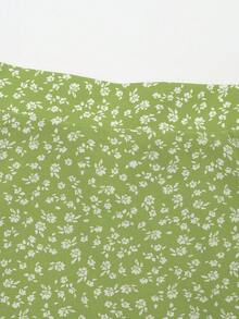 Váy chiffon dáng chữ A cạp cao họa tiết hoa nhí EARO dành cho nữ, thích hợp mặc ngoài trời. - Xanh nhạt - Xem 4