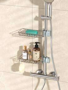 Kệ đựng đồ dùng tắm có thể điều chỉnh độ cao, lắp đặt được trên thanh treo rèm tắm, dùng để đựng sữa tắm, dầu gội và xà phòng. - Nhiều màu - Xem 7