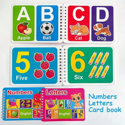 Lachilly Kids ABC Alphabet & Number Learning Cards Preschool Children Picture Word Recognition Flashcards Early Education Learning Toys Home School Supplies
