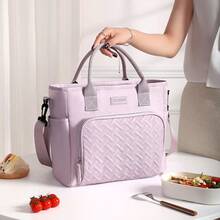 BEENLOVE 1pc Large-Capacity Insulated Lunch Bag Outdoor Picnic Bag, Multi-Function Refrigerated Bag With Detachable Shoulder Strap And Side Pockets, Reusable, For Carrying Meals, Suitable For Picnics, Office Workers, Camping, School, Leakproof Freezable Cooler Bag School Organizer Bags Teacher Storage Bags Classroom Organizer Bags Woman Lunch Box Bag For Women Ladies School Supplies Stuff Accessories Bag For School School Accessories School Stuff - Màu tím - Xem 8
