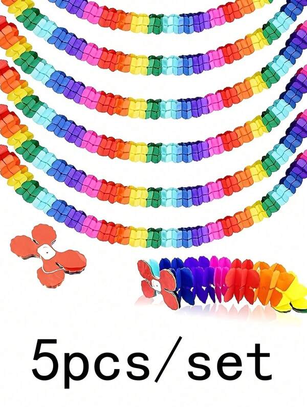 1 Set bunte Partydekoration für Feiertage, farbige bunte Girlanden aus Papier, Fahnen, Girlanden, Banner, hängende Spiraldekorationen (mehrfarbig), Weihnachten, Muttertag, Abschluss