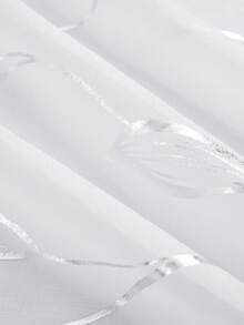 1pc White Translucent Window Sheer With Gold Foil Decoration For Living Room And Bedroom - White - View 9