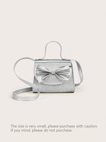 1pc Girls' Bow Sequin Cute Princess Mini Crossbody Bag, Tiny Coin Purse, Fashionable Mini Sling Bag To Match Outfits And Accessories - Silver - View 10