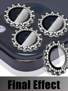 1 Pack Universal Diamond Shaped Camera Lens Protective Film Compatible With Iphone 11, 12, 13, 14 Pro Max, 15 Pro Max, 16 Series Gift For Birthday, Family, Friends Sparkling Crystal, Lens Protector, Phone Accessories