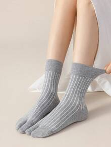 3 Cặp tất xỏ ngón hai ngón bằng cotton 7A chống vi khuẩn, thấm hút mồ hôi, đơn giản, thoải mái dành cho nữ, tất cổ cao thời trang dành cho sinh viên, phù hợp với mọi mùa - Nhiều màu - Xem 5