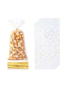 50 个雏菊透明袋带系带口袋，爆米花包装袋，马卡龙包装袋，烘焙食品饼干包装袋，带系带口袋的糖果袋用于礼品包装，适用于面包店、饼干、糖果、甜点 - 彩色 - 查看 9