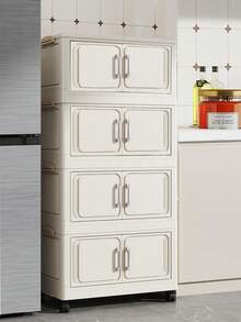 1pc 45cm/17.7in Wide Storage Cabinet, Foldable Storage Box, Home Living Room Toy Cabinet Organizer, Snack Cabinet, Kitchen Storage, Christmas Gift, Storage Bin, Under Bed - Cream Door - View 8