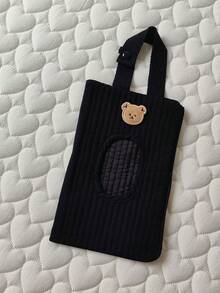 1 件装卡通婴儿推车悬挂式纸巾架，后座纸巾盒盖，带隐藏式按钮 - 黑色 - 查看 4