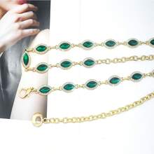 1pc European & American Punk Style Rhinestone Embedded Waist Chain, Fashion Versatile Skinny Waistband Decorative Belt For Dress & Suit