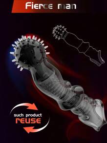Funda pene de juguete sexual negra transparente que simula un pene de lobo y forma de pene animal, para experimentar una estimulación sexual talla grande interesante. Longitud de crecimiento 8CM. Producto sexy de SM, funda pene transparente con partículas suaves