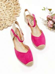 Women's High Wedge Espadrille Sandals, Espadrille Platform Sandals For Summer, High Wedge Sandals, Classic Espadrilles, Women's Sandals - Hot Pink - View 7