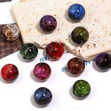 10 piezas de cuentas acrílicas redondas de color ámbar agrietado, de 16 mm, aptas para cadenas de bolígrafos, collares, cadenas de teléfonos móviles y otros accesorios de cuentas