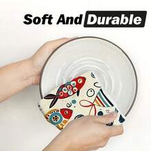 1pc/2pcs Contemporary Cartoon Fish Decorative Kitchen Towels, Soft & Absorbent Machine Washable Polyester Dishcloth, Perfect For Kitchen Decor, Cooking.Baking, Holiday Decor & Bathroomssentials, TableDecor, Kitchen Supplies, Home Decoration, New Home Bathroom Housewarming Gift, Kitchen Towels - Multicolor - View 9