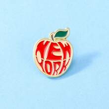 Emaille Brosche mit NY Big Apple Motiv, Apfel Mode Dekorative Broschen Ornamente Revers Tasche Abzeichen Schmuck Geschenke 2025 Neuer Stil Pin für Kleidung Taschenverschönerung Schule