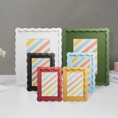 1pc Wavy Multicolor Photo Frame (Red, Yellow, Blue, Green, White, Black), Fashionable And Versatile Home And Office Decor - Suitable For Desktop And Wall Display, Perfect Housewarming Gift (Photo Not Included)