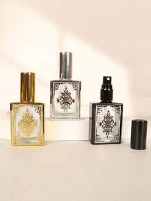 1/3 件 15 毫升奢华玻璃香水瓶，便携式，可再填充喷雾瓶，金色、银色和黑色，适用于香水、爽肤水和保湿喷雾，生日礼物 - 彩色 - 查看 1