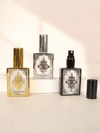 1/3 Pcs 15ml Luxury Glass Perfume Bottle, Portable, Refillable Spray Bottle, Gold, Silver And Black, Suitable For Perfume, Toner And Moisturizing Spray, Birthday Gift Holiday Essentials Holiday Travel Travel Essentials Travel Bag Travel Accessories