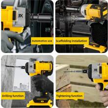 Impact Wrench, 20V Impact Brushless Motor, 1/2 Inch Electric Impact Gun, High Torque Brushless Impact Wrench With 3.0Ah Battery, Fast Charger