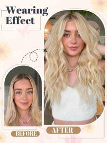 Extensões de Cabelo Clip In 16 polegadas 20 polegadas, 4 peças de extensão de cabelo ondulado de cor loiro escuro com mechas para mulheres