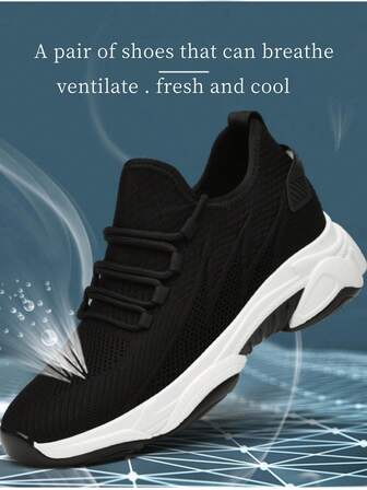 Men Invisible Height Increasing 8cm/3.15in Fashion Thick Soled Chunky Sneakers, Breathable Running Shoes, White Mesh Shoes, Dark Battle Shoes, Plus Size 45-46, 2025 New Arrival