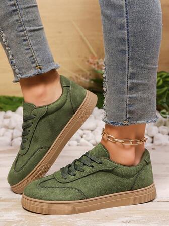 New Women Casual Outdoor Skateboard Shoes, Versatile Lace-Up Sports Shoes For All Seasons