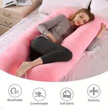 U-Shaped Pregnant Woman Pillow, Sufficient Filling Capacity, Cushion, Waist Pillow, Multi-Functional Waist Support Side Sleeping Pillow   U-Shaped Pillow Back Neck Supportmother Day Gift - 黑色 - 查看 5