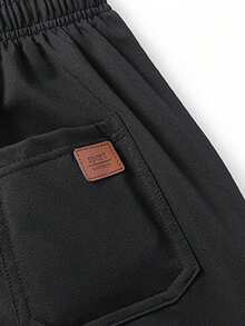 Men's New Casual Sporty Long Pants, With Patchwork Design, Are A Must-Have For Travel And Outings. - Black - View 5