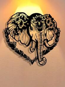 Decor de perete elefant de fier, design floral boho, agatat de perete pentru sufragerie, cadou creativ pentru uz casnic, decor pentru casă, decor de cameră, decor de perete