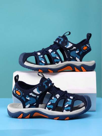 سلسلة أحذية الأطفال الرياضية, واقي للأصابع, صنادل شاطئ خارجية, صنادل رياضية, مناسبة للاستخدام اليومي, تركيبة مزدوجة, قاعدة مقاومة للانزلاق وللتآكل, صنادل شاطئ قابلة للضبط بكباس, ربيع/صيف