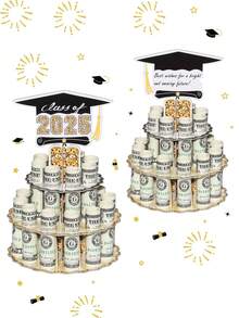 New 2025 Graduation Gifts Money Holder,Creative Double-Layer Cash Holder, DIY Graduation Greeting Gifts, Hying 2025 Graduation Money Holder, Unique Cash Holder Gift, Graduation Greeting Cards Double Layer Cash Holders With 24 Holes, Perfect For Graduation Party Decorations And Crafts Party Supplies Graduation Party Decor - Multicolor - View 11