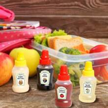 4pcs Refillable Mini Condiment Squeeze Bottles - Leak-Proof Reusable Plastic Containers For Ketchup, Mayonnaise, Mustard And Salad Dressing, 0.75 Oz - Perfect For Lunch Boxes And Picnics, Ketchup & Mustard Jars,School Supplies