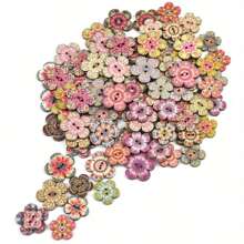 100 pièces Boutons en bois vintage fleuris, couleurs mélangées, 2 trous boutons décoratifs, idéal pour la couture, les vêtements, les pull-overs, le tricot, le scrapbooking, les projets faits main et les accessoires DIY (couleurs mélangées envoyées au hasard)