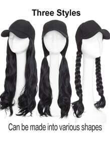 Long Wavy Synthetic Baseball Cap Hair Wig For Girl Hair Wig Naturally Connect Ha Twigs Adjustable