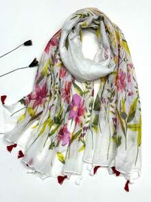 New Bohemian Scarf, Lightweight Breathable Fashion Printed Tassel Shawl, Elegant Style Women's Sun Protection Holiday Travel Scarf - Multicolor - View 9