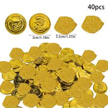 40 件金币海盗币，塑料海盗币，适用于海盗主题生日派对冒险主题活动 - 金色 - 查看 2