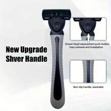 6-Layer Men's Manual Shaving Razor Set With Non-Slip Metal Handle & Replacement Blades - Perfect For Trimming Beard And Stubble/Men's Grooming Kit | Stylish Razor Design/ Shaving Razor Set, Beard Grooming Kit