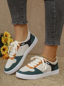 Zapatillas de plataforma blancas para mujer, zapatos deportivos casuales con suela gruesa, tela de malla transpirable antideslizante para estudiantes, estilo - Multicolor - Ver 2