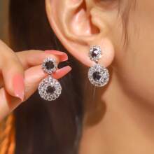 Europe And The United States Exaggerated Retro Palace Gorgeous Purple Double Round CZ Women's Crystal Earrings 1 Pair