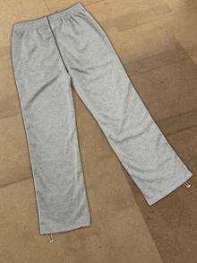 Men's Casual Printed Fashionable Versatile Sporty Sweatpants With Adjustable Leg Opening Drawstring, Straight Leg - Grey - View 2