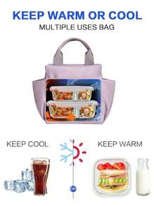 Bolsa de almuerzo aislada de gran capacidad de 10L, unicolor, multifuncional, blanda y a prueba de fugas, bolsa térmica portátil resistente al agua, perfecta como bolsa de bento para la oficina, la escuela, las vacaciones y los picnics. Útiles escolares, organizador de aula, bolsa de almuerzo para mujeres.