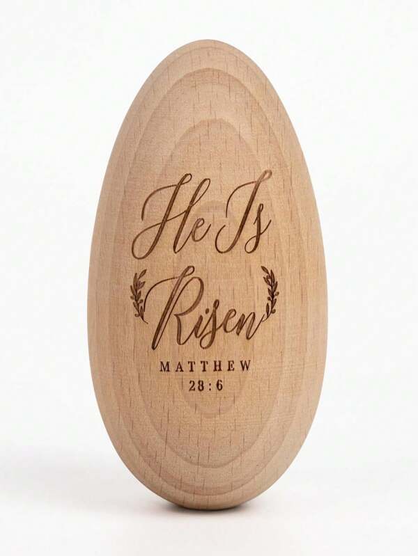 Easter Egg Decor, Wooden Decorations For Home, Tier Tray, Centerpiece Table Top, Easter Gifts Religious For Adult, Church, Christian Basket Stuffers, Egg Fillers (He Is Risen)