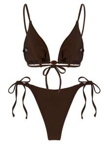 Conjunto de bikini de unicolor sexy para mujer Polovedo official para la playa de verano