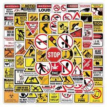 100pcs Warning Warning Signs Stickers - Warning Signs DIY Stickers For Decorating Rooms, Tabletops, And Suitcases Room Decor Home Decor Wall Decor Bathroom Decor Bedroom Decor Room Decoration Stuff Living Room Decor House Decor Home Decor Living Room Wall Art Wall Paper Personalised Stickers - Multicolor - View 2